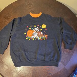 Vintage Halloween Grandma Sweatshirt Double Collar Pumpkin Bear Mummy Devil Sz L